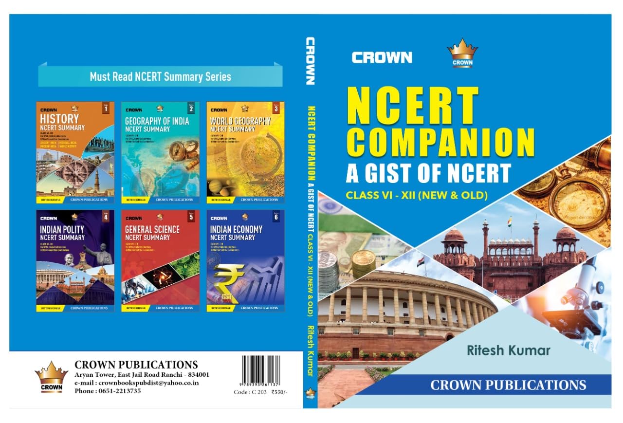 NCERT COMPANION - A GIST OF NCERT (Class VI-XII) – Notes for UPSC/IAS Preparation, State Civil Services, Competitive Examinations by UPSC Toppers,
By Ritesh kumar