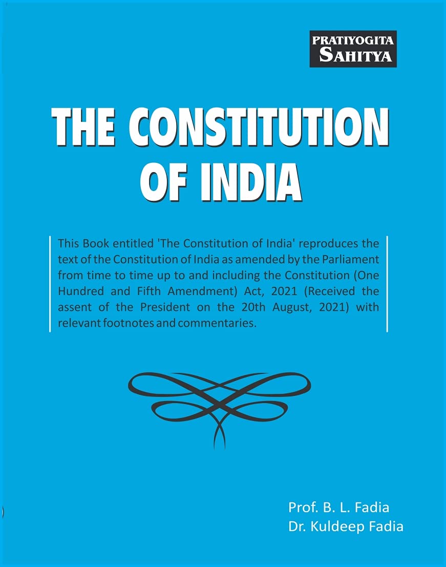 Sahitya Bhawan The Constitution of India book in english medium by Fadia for IAS UPSC civil services and MA Political Science By B.L Fadia, Dr. Kuldeep Fadia