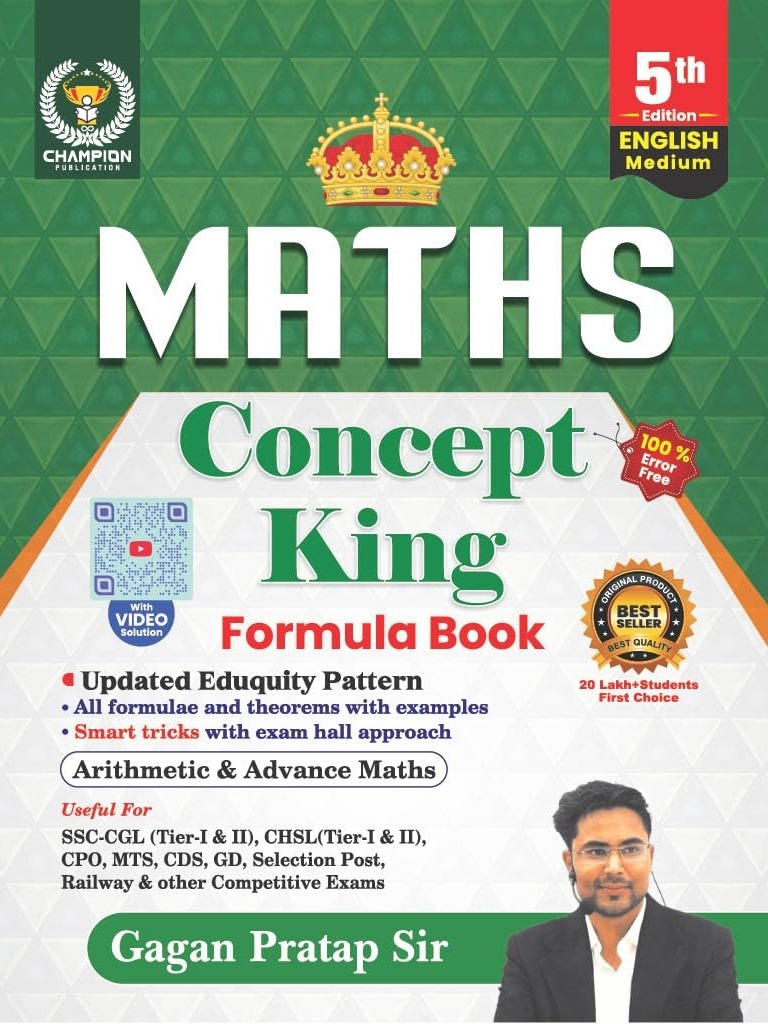 Champion Maths Concept King Formula Book 5th Edition English Medium All Formulas And Theorem and Smart Tricks Arithmetic and Advance Maths Latest Book By Gagan Pratap Sir