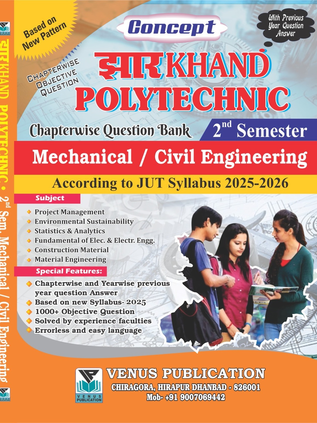 Concept Jharkhand Polytechnic 2nd Semester Mechanical /Civil Chapterwise Question Bank By Venus Expert Team