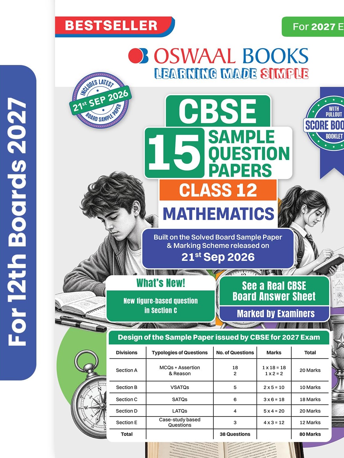 CBSE 15 Sample Question Papers Class 12 Board Exam Applied Mathematics 2026-27 based on latest CBSE SQP dated (21 Sep 2026) By Oswaal Books Expert Team