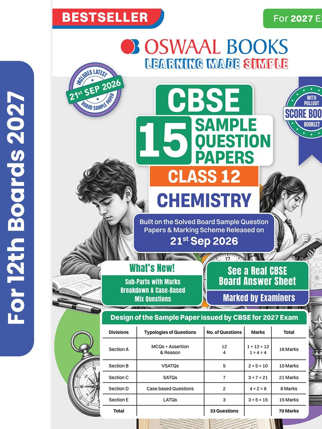 CBSE 15 Sample Question Papers Class 12 Board Exam Chemistry 2026-27 based on latest CBSE SQP dated (21 Sep 2026) By Oswaal Books Expert Team