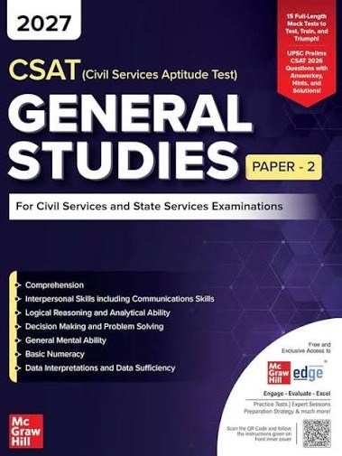 CSAT General Studies Paper-2 2027 For Civil Services & State Examinations  By  Mc Grow Hill Educator