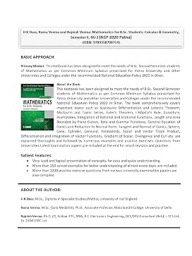 Mathematics For B.Sc. Students Semester II: MJC-2 | Calculus & Geometry - NEP Bihar By H K Dass, Rajnish Verma & Rama Verma