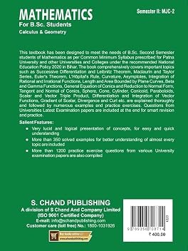 Mathematics For B.Sc. Students Semester II: MJC-2 | Calculus & Geometry - NEP Bihar By H K Dass, Rajnish Verma & Rama Verma