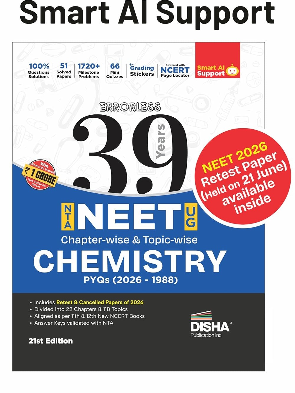 Disha Errorless 39 Years NTA NEET (UG) Chapter-wise & Topic-wise Chemistry NEET PYQ Book (2026 - 1988) 21st Edition By Disha Expert Team