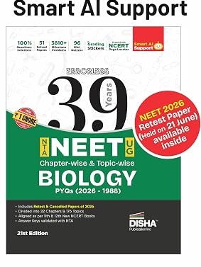 Disha Errorless 39 Years NTA NEET (UG) Chapter-wise & Topic-wise Biology NEET PYQ Book (2026 - 1988) 21st Edition By Disha Expert Team