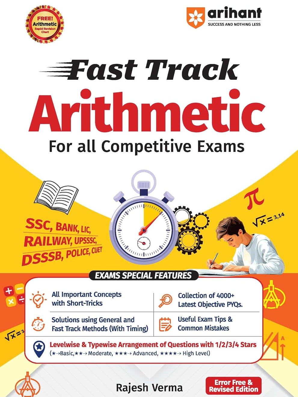 Arihant Fast Track Arithmetic | 4000+ MCQs & PYQs with Short Tricks, Fast Calculations & Level-Wise Practice By Rajesh verma
