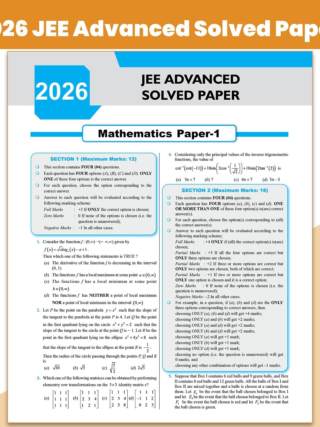 PW 49 Years JEE Advanced PYQ Book Mathematics Chapterwise & Topicwise Solved Papers (1978-2026) | PYQ with Detailed Solutions By Physics Wallah Expert Team