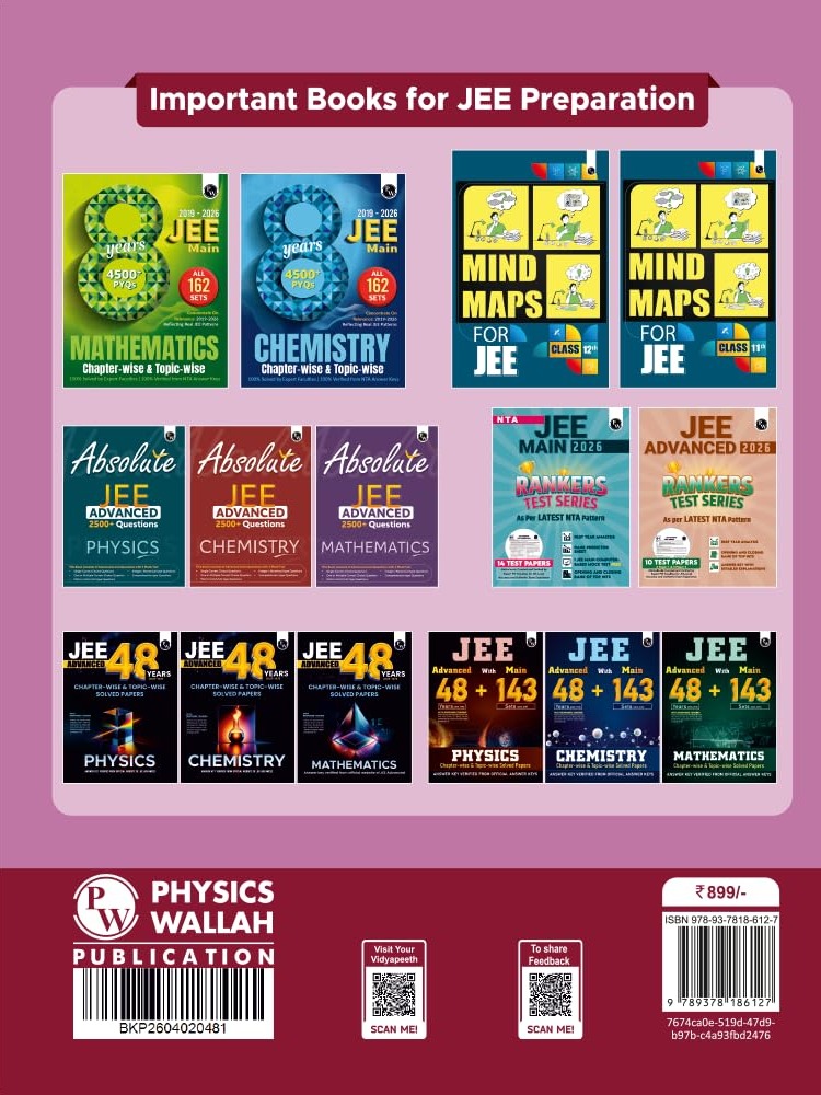 PW JEE Main 8 Years (2019 - 2026) PYQs Physics Chapterwise and Topicwise | All 162 Sets Previous Years Solved Papers For JEE Main 2027 Exams By Physics Wallah Expert Team