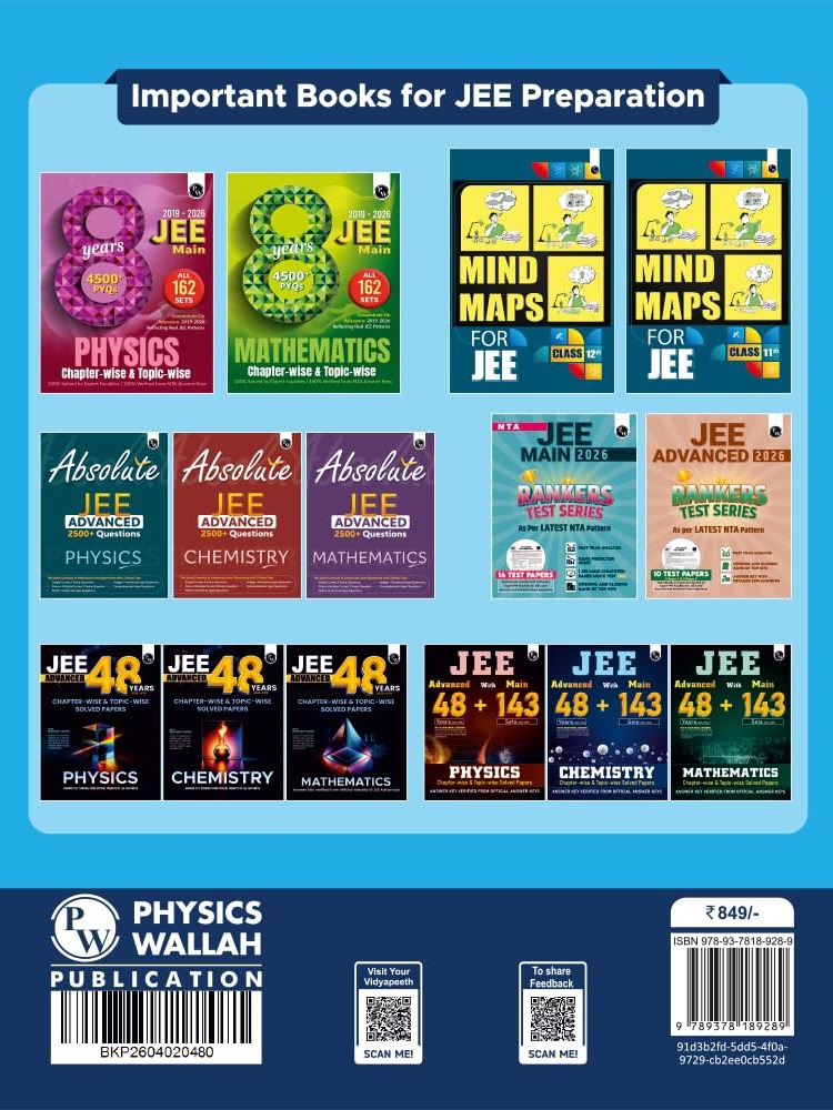 PW JEE Main 8 Years (2019 - 2026) PYQs Chemistry Chapterwise and Topicwise | All 162 Sets Previous Years Solved Papers For JEE Main 2027 Exams By Physics Wallah Expert Team