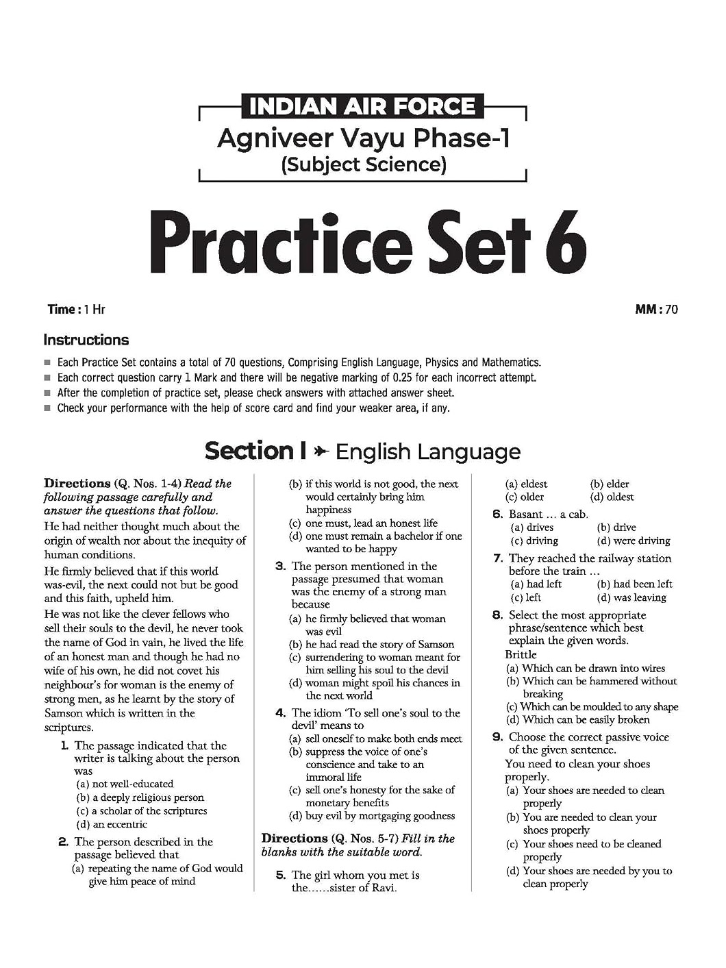 Indian Air Force Agniveer Vayu (Phase 1) Online Exam 2026 | 25 Practice Sets Group X Science | with Detailed Solutions By Deepali, Pradeep Srivastava, Sanjeev Dixit