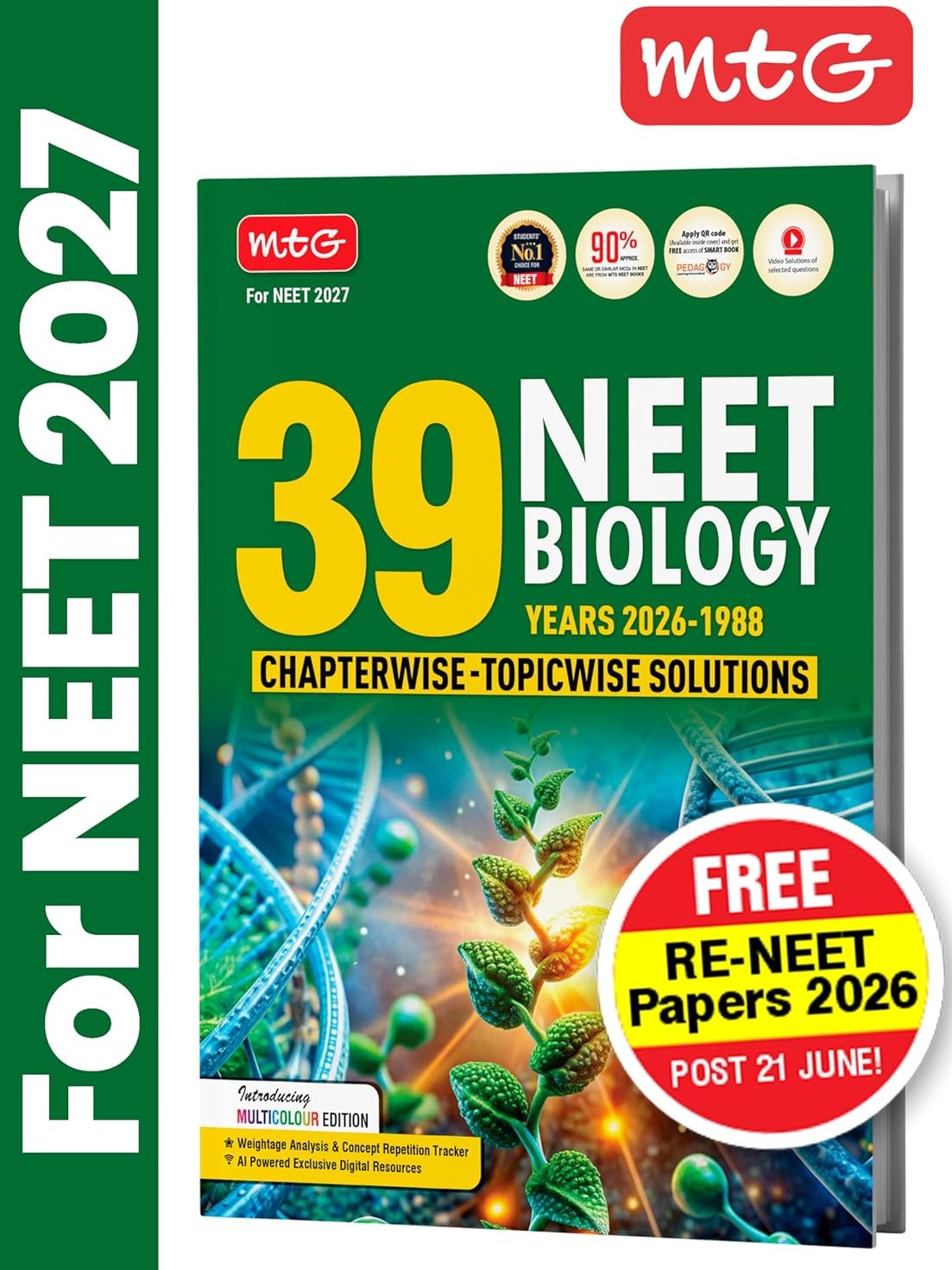 MTG NEET PYQ 39 Years Biology Book For 2026-2027 Exam | Chapterwise Topicwise Solved Question Papers By  MTG Editorial Board