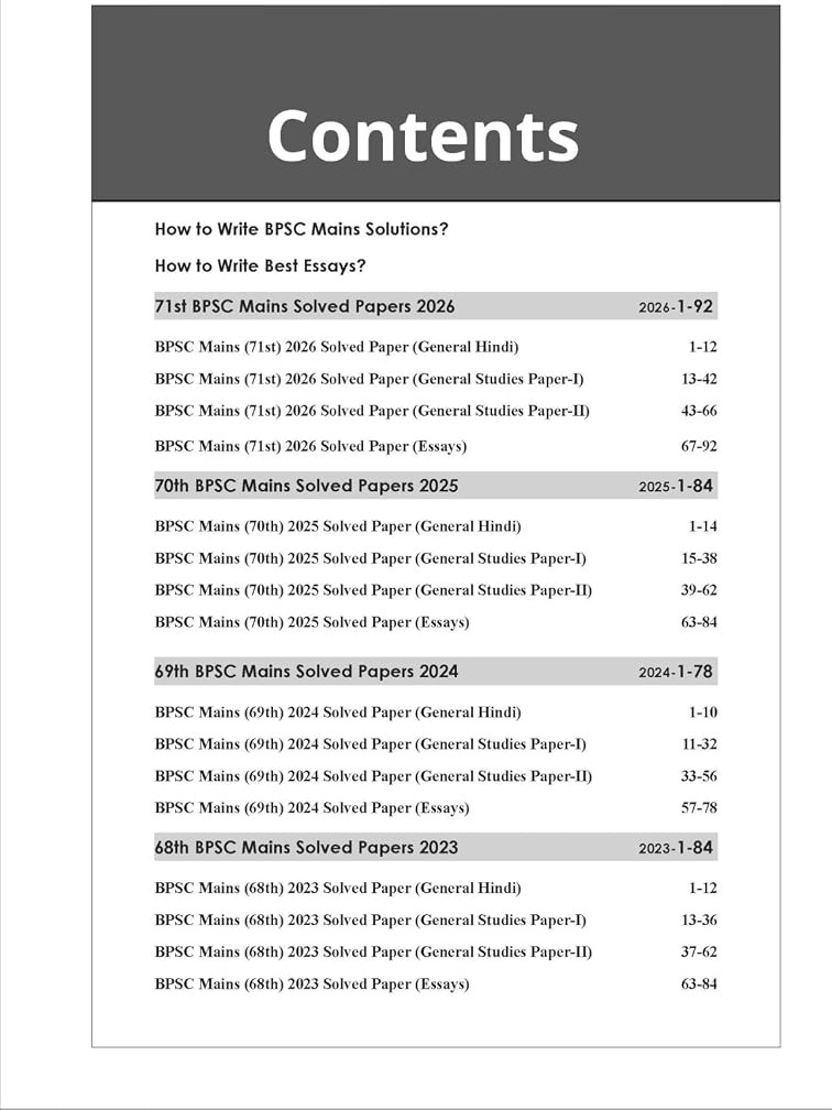 8 Year-wise BPSC Bihar Civil Services Mains Previous Year Solved Papers (71st – 64th) for General Studies Papers 1 & 2, Essay & General Hindi 3rd Edition By Disha Expert Team