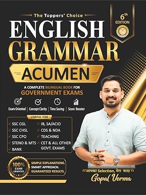 English Grammar Acumen for Government Exams by Gopal Verma, 6th Edition 2026 By Gopal Verma