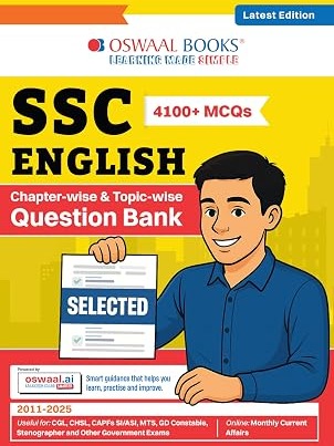 Oswaal SSC General English 15 Years Question Bank | 4100+ MCQs Tier-1 Chapter-wise & Topic-wise | SSC CGL, CHSL, MTS, CPO | PYQs 2011-2025 | For 2026-27 Exam (SSC Question Papers)