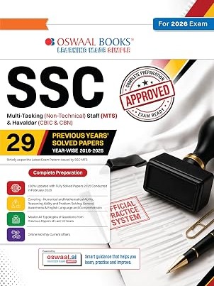 Oswaal SSC MTS & Havaldar 29 Previous Years Solved Papers English Medium | 2900+ Questions + 2 Sample Papers | CBIC & CBN Year-wise 2016-2025 | For 2026 Exam