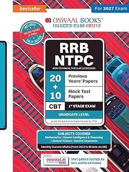 Oswaal RRB NTPC CBT-I 20 Previous Years’ Solved Papers English Medium | Year-wise 2016-2026 + 10 Mock Test Papers | 2000+ Questions | With Oswaal AI | For 2027 Exam