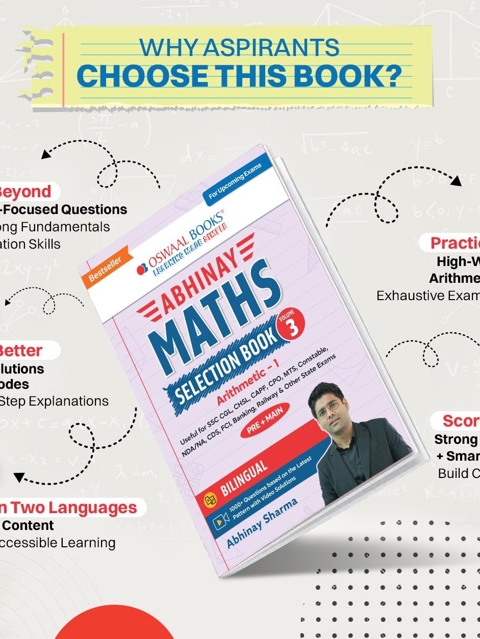 Abhinay Maths Selection Book-Vol. 3 | Bilingual Workbook for SSC CGL, CHSL, CAPF & All Govt Exams | Concept Based Questions with Video Solutions | Arithmetic Part I (For Latest Exam)