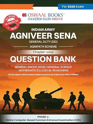 Oswaal Indian Army Agniveer GD (General Duty) Chapter-wise Question Bank English Medium | Agnipath Scheme | General Knowledge, General Science, Maths & Reasoning | 1600+ Questions | For 2026 Exam