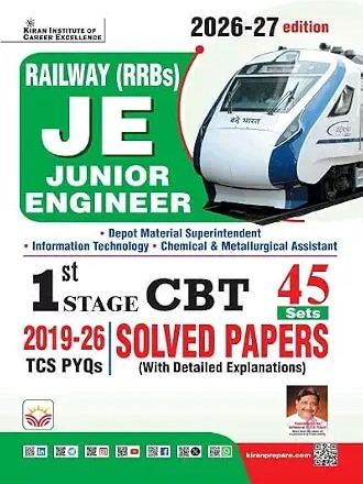 Railway JE Junior Engineer First Stage CBT Solved Papers Total 45 Sets 2026 Edition (English Medium) (6136)