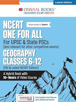 Oswaal NCERT One For All Book for UPSC & State PSCs | Geography Classes 6-12 (Old & New NCERT Edition) Latest Edition