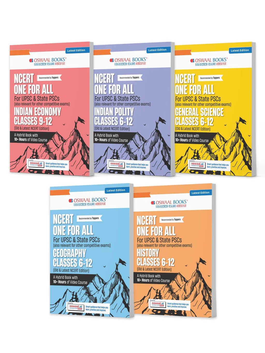 NCERT One for All Book For UPSC and State PSCs History, Geography, General Science, Indian Polity and Indian Economy (Set of 5 Books) Old and New NCERT Edition, Latest Edition