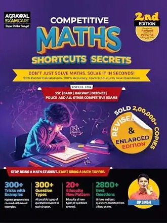 Examcart Shortcuts Secrets Maths Book for Competitive Exam 2026 by DP Singh | 2800+ Questions, 300+ Short Tricks, Concept & Solved Examples | SSC, Banking, Railway, Agniveer, NDA, Police (English)