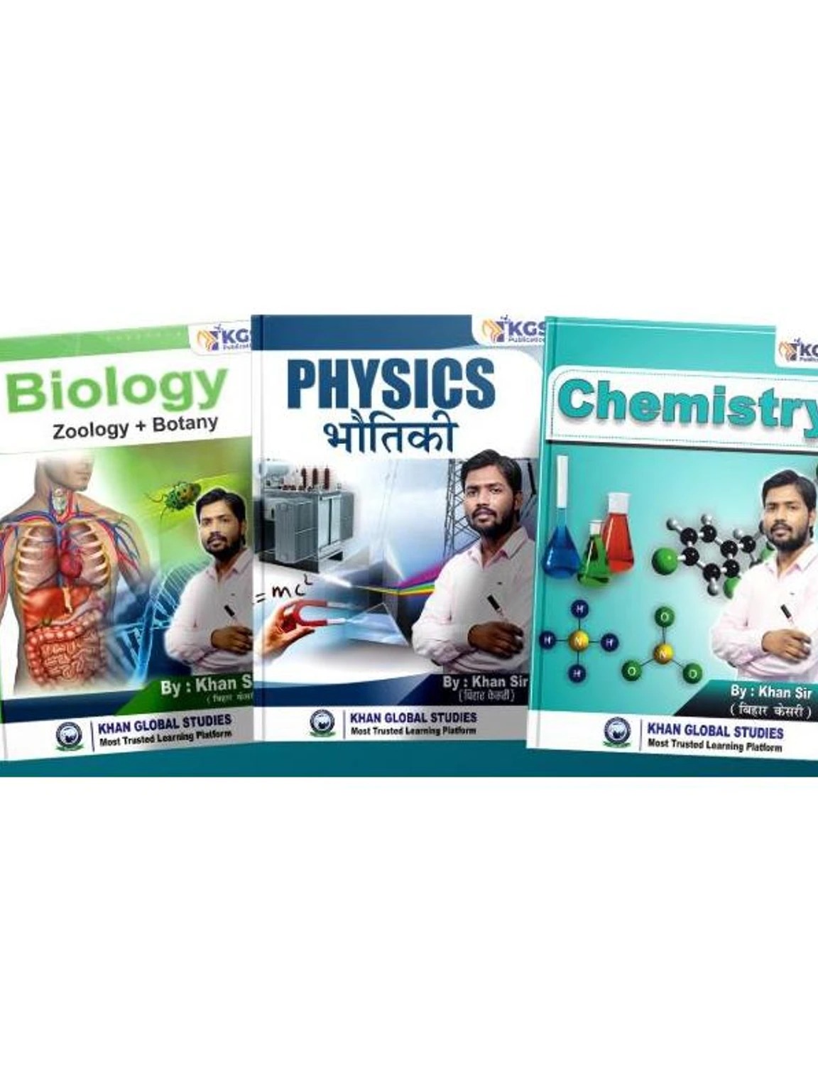 KGS Physics, Chemistry & Biology Set Of 3 Book By Khan Sir | Hindi Medium | For UPSC, SSC, Railway, BPSC & All State Govt Competitive Exams