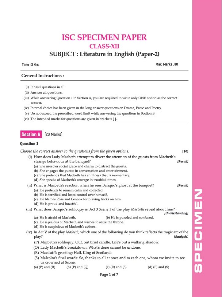 i-Succeed ISC 10 Sample Question Papers Class 12 Literature in English (Paper 2) Exam 2027 By Michael Anthony, Ravi Shashank & Priyanka Deka