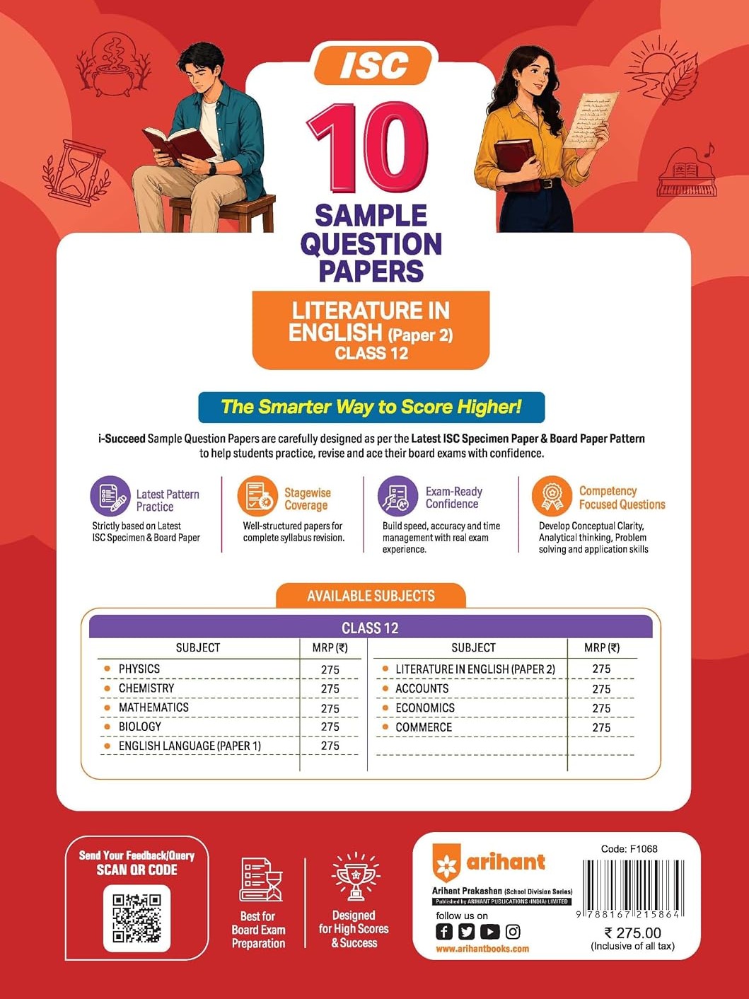 i-Succeed ISC 10 Sample Question Papers Class 12 Literature in English (Paper 2) Exam 2027 By Michael Anthony, Ravi Shashank & Priyanka Deka
