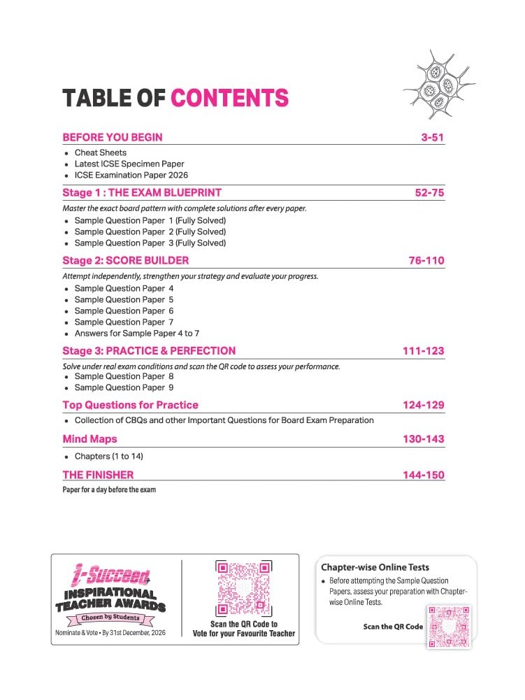 i-Succeed ICSE 10 Sample Question Papers Class 10 Biology Exam 2027 By Surhree Somya & Manvi Gupta