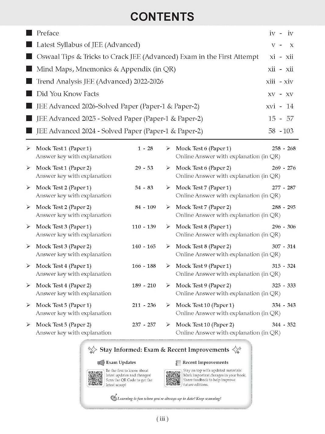 Oswaal JEE Advanced | 10 Mock Test Papers (Paper 1 & 2) | Based on Latest Exam Trends & Pattern | Includes 2026 May Fully Solved Papers with Detailed Solutions