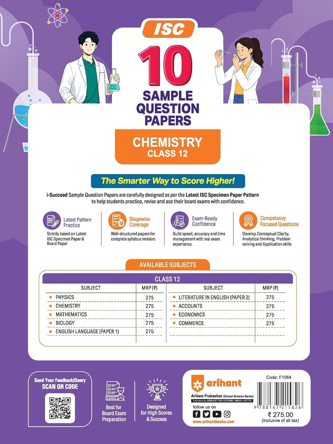 i-Succeed ISC 10 Sample Question Papers Class 12 Chemistry Exam 2027 By Tamanna Sharma, Priyanka Swami & Ankit Rawat