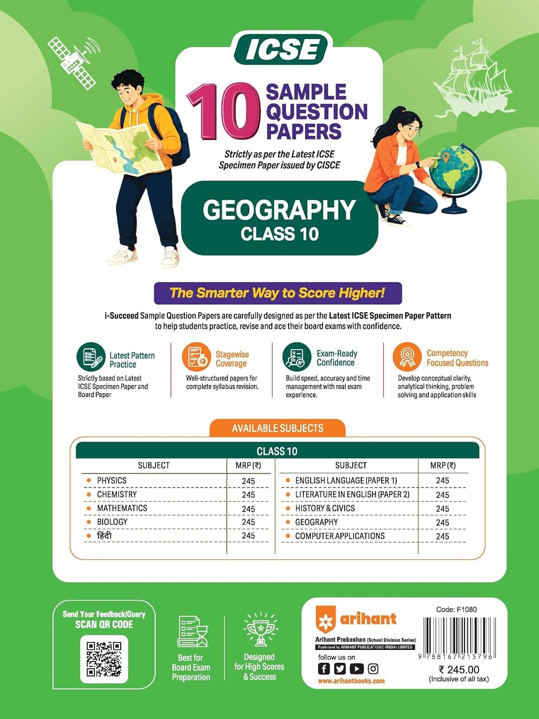 i-Succeed ICSE 10 Sample Question Papers Class 10 Geography Exam 2027 By Priya Prakash & Nazma Ansari