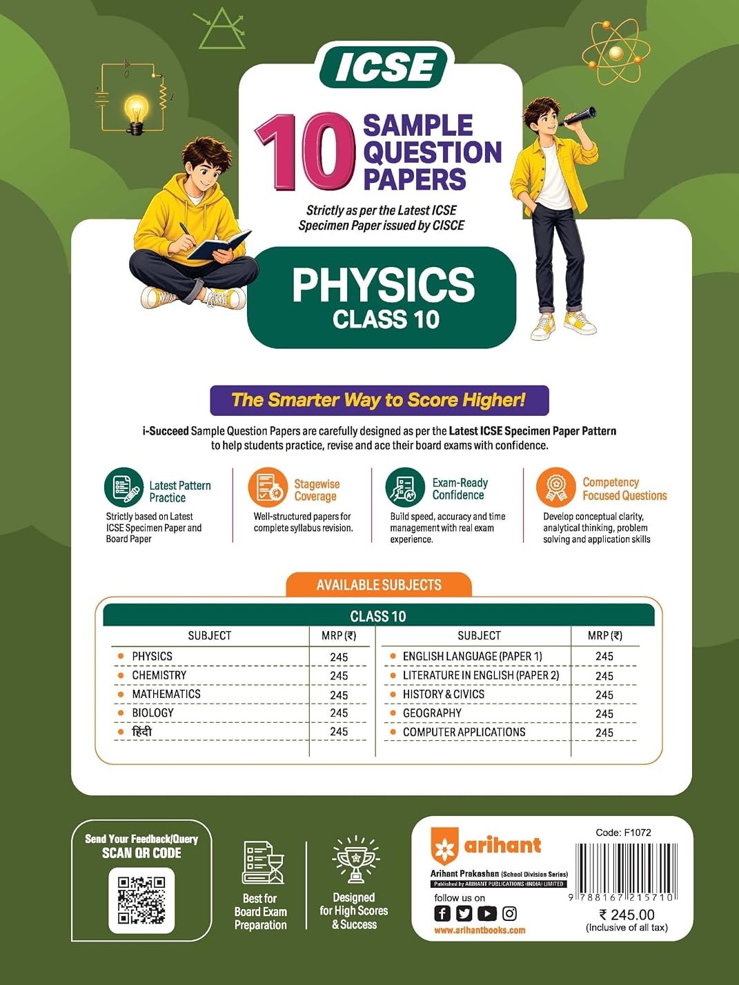 i-Succeed ICSE 10 Sample Question Papers Class 10 Physics Exam 2027 By Siddhartha Shankarr & Sonali Sharma